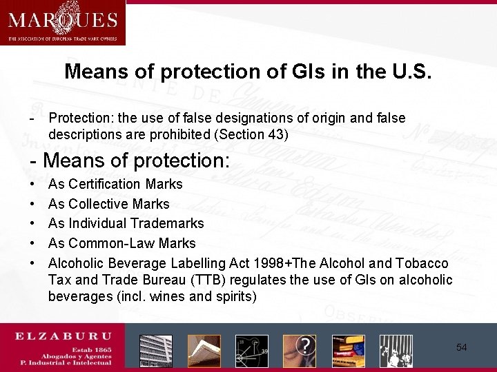 Means of protection of GIs in the U. S. - Protection: the use of