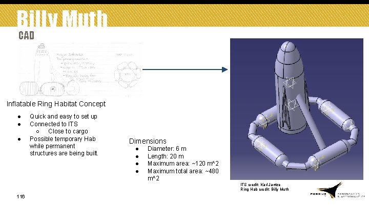 Billy Muth CAD Inflatable Ring Habitat Concept ● ● ● Quick and easy to