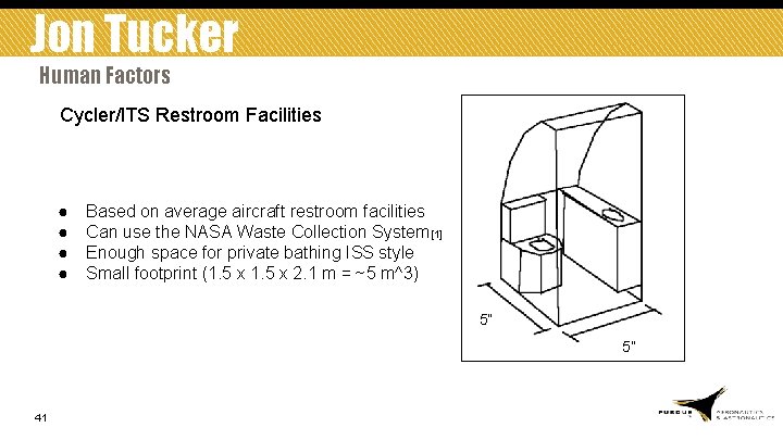 Jon Tucker Human Factors Cycler/ITS Restroom Facilities ● ● Based on average aircraft restroom