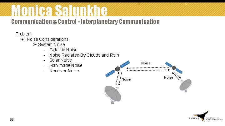 Monica Salunkhe Communication & Control - Interplanetary Communication Problem ● Noise Considerations ➢ System