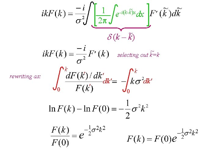 ~ 1 e-i(k-k)x dx 2 ~ (k – k) ~ selecting out k=k k