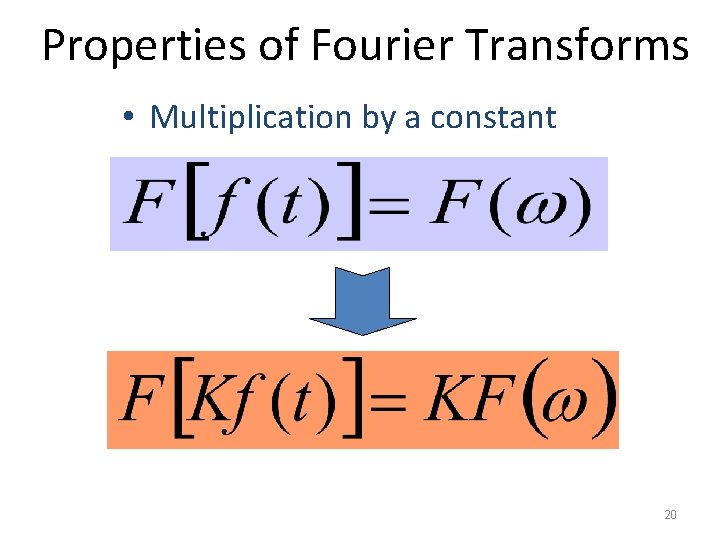 Properties of Fourier Transforms • Multiplication by a constant 20 