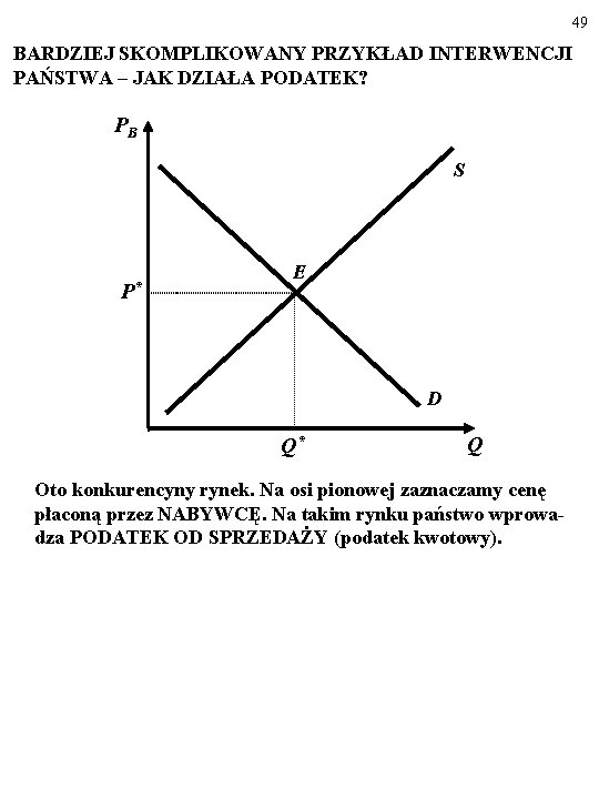 49 BARDZIEJ SKOMPLIKOWANY PRZYKŁAD INTERWENCJI PAŃSTWA – JAK DZIAŁA PODATEK? PB S P* E