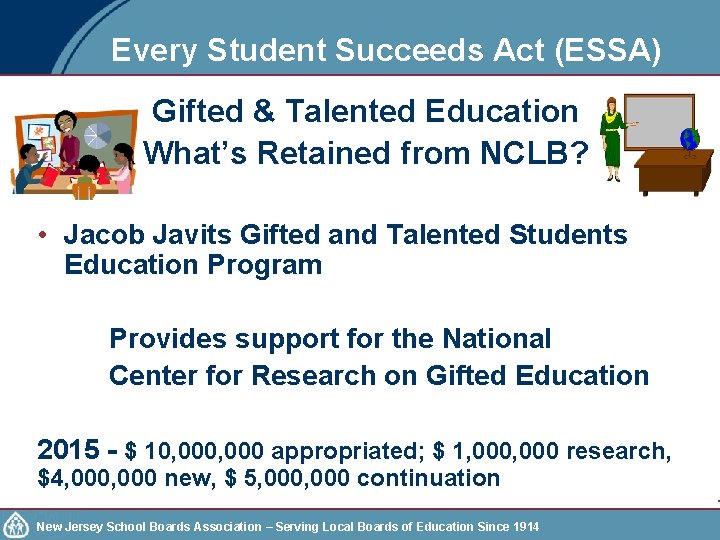 Every Student Succeeds Act (ESSA) Gifted & Talented Education What’s Retained from NCLB? •