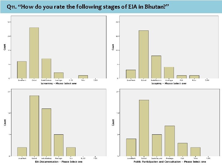 Q 11. “How do you rate the following stages of EIA in Bhutan? ”