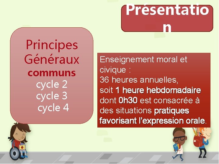 Présentatio n Principes Généraux communs cycle 2 cycle 3 cycle 4 Enseignement moral et