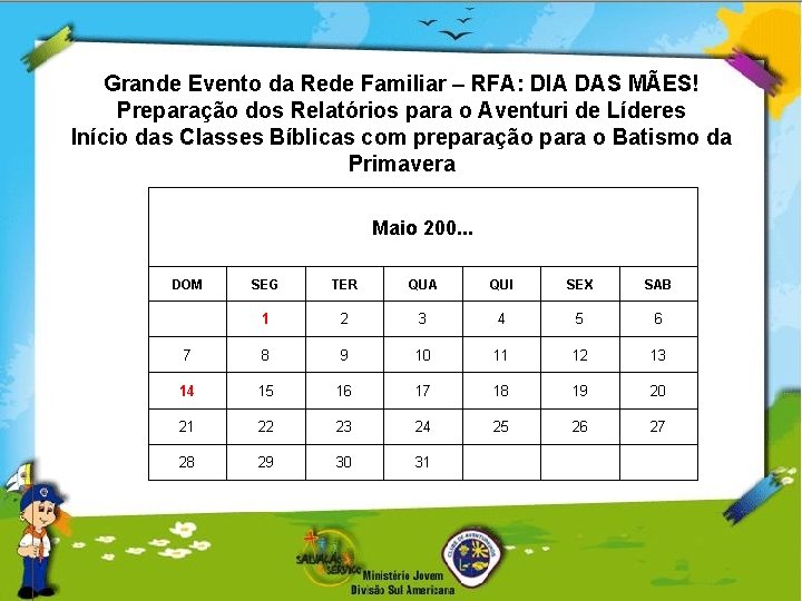 Grande Evento da Rede Familiar – RFA: DIA DAS MÃES! Preparação dos Relatórios para