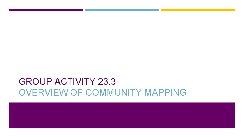 GROUP ACTIVITY 23. 3 OVERVIEW OF COMMUNITY MAPPING 