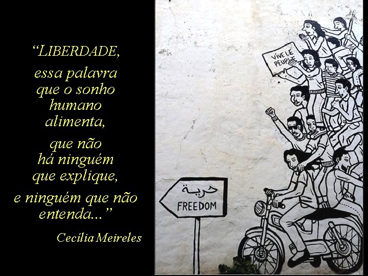 “LIBERDADE, essa palavra que o sonho humano alimenta, que não há ninguém que explique,