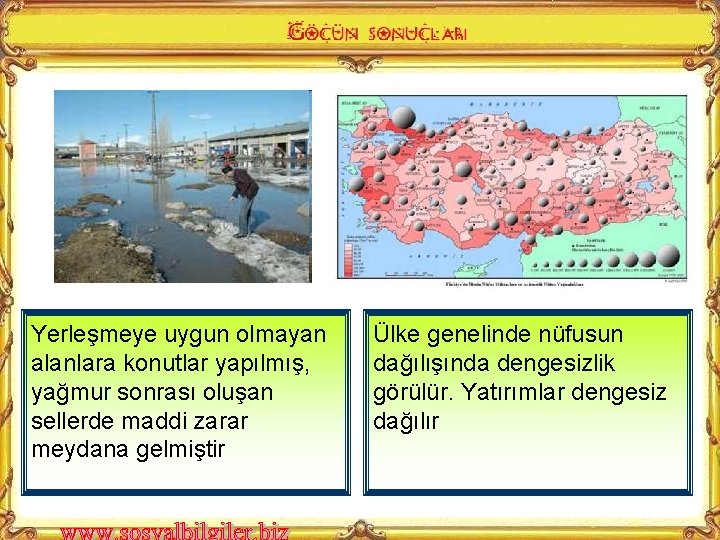Yerleşmeye uygun olmayan alanlara konutlar yapılmış, yağmur sonrası oluşan sellerde maddi zarar meydana gelmiştir