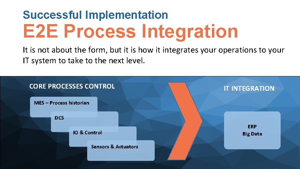 Successful Implementation E 2 E Process Integration It is not about the form, but