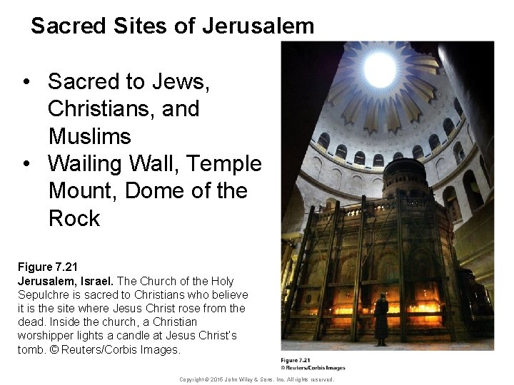 Sacred Sites of Jerusalem • Sacred to Jews, Christians, and Muslims • Wailing Wall,