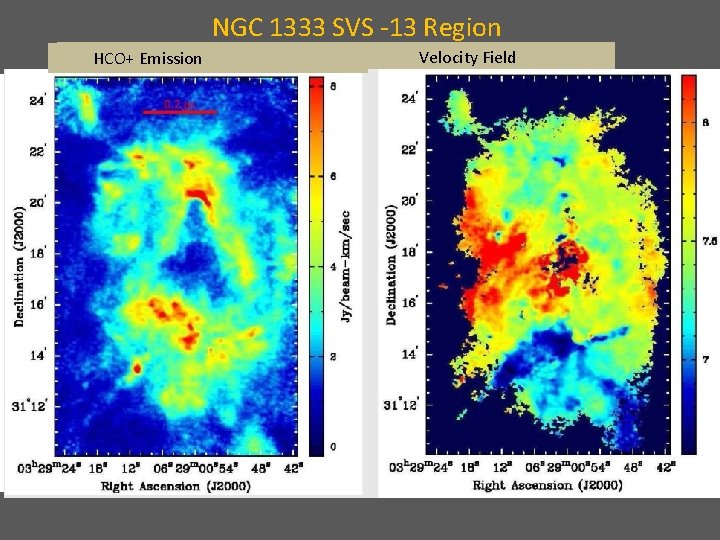 NGC 1333 SVS -13 Region NHCN Emission HCO+ Emission 2 H+Emission Velocity Field 