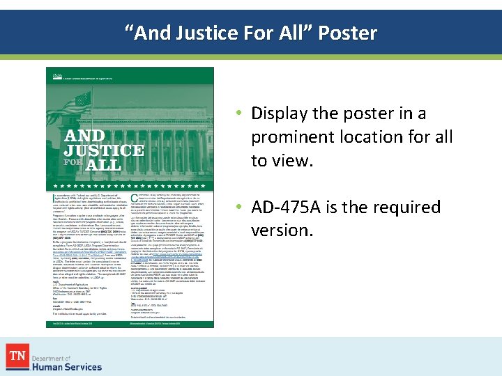 “And Justice For All” Poster • Display the poster in a prominent location for