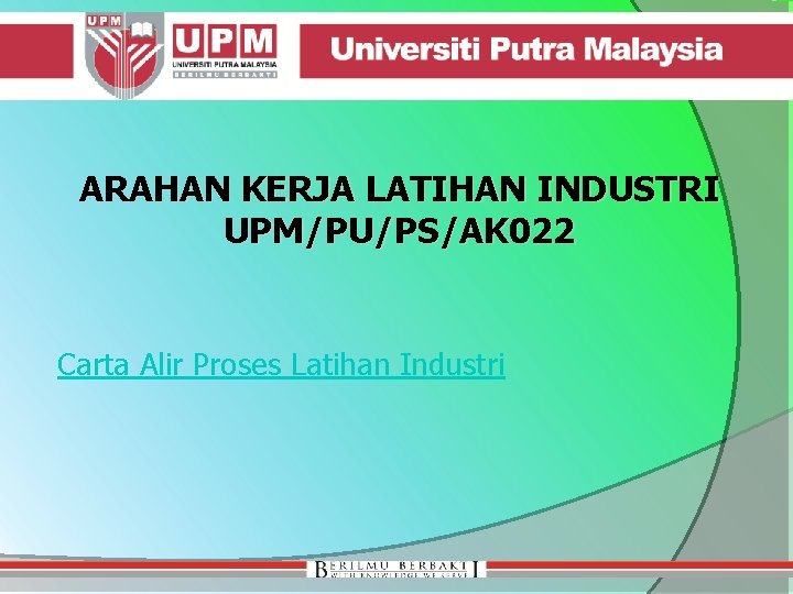 ARAHAN KERJA LATIHAN INDUSTRI UPM/PU/PS/AK 022 Carta Alir Proses Latihan Industri 