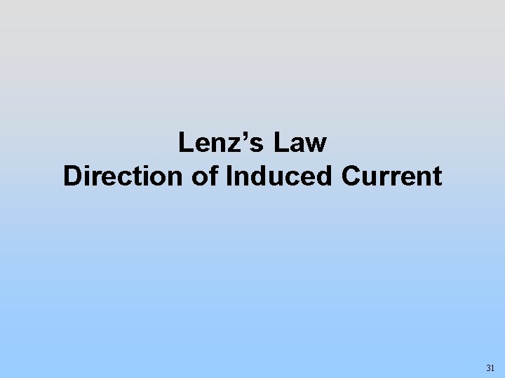 Lenz’s Law Direction of Induced Current 31 
