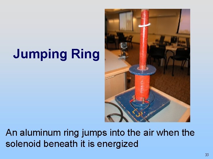 Jumping Ring An aluminum ring jumps into the air when the solenoid beneath it