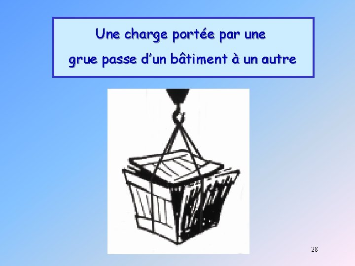 Une charge portée par une grue passe d’un bâtiment à un autre 28 