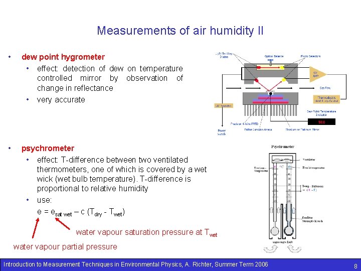 Measurements of air humidity II • dew point hygrometer • effect: detection of dew