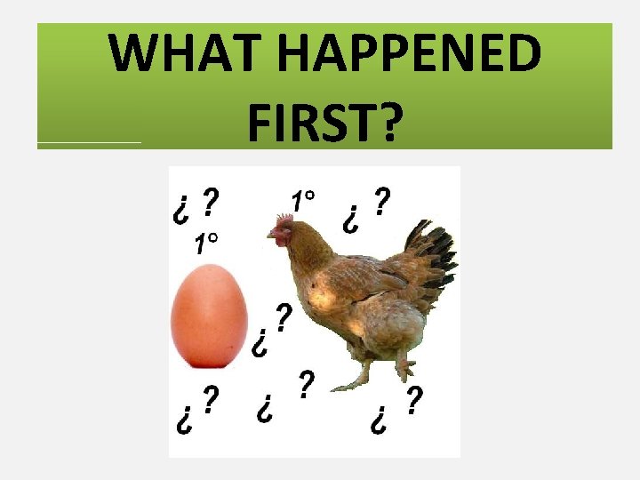 WHAT HAPPENED FIRST? WHAT HAPPENED FIRST?