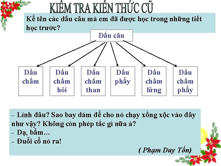 Kể tên các dấu câu mà em đã được học trong những tiết học