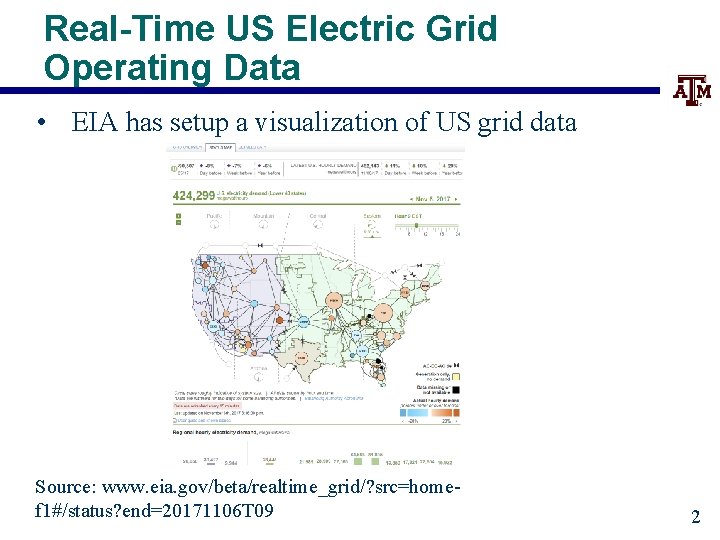 Real-Time US Electric Grid Operating Data • EIA has setup a visualization of US