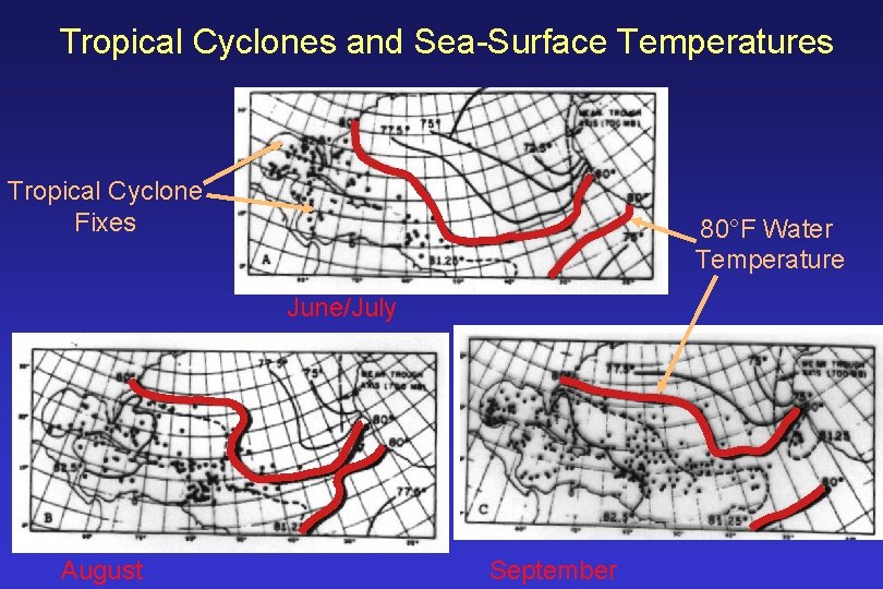 Tropical Cyclones and Sea-Surface Temperatures Tropical Cyclone Fixes 80°F Water Temperature June/July August September