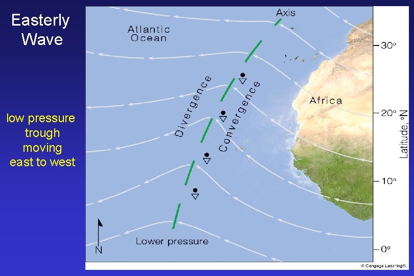 Easterly Wave low pressure trough moving east to west 