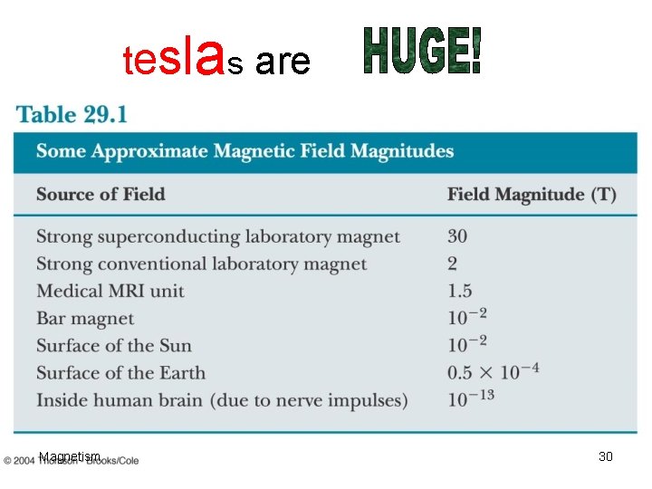 teslas are Magnetism 30 