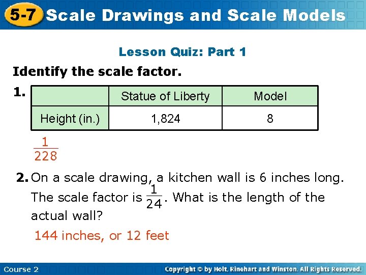 5 -7 Scale Insert. Drawings Lesson Title and. Here Scale Models Lesson Quiz: Part