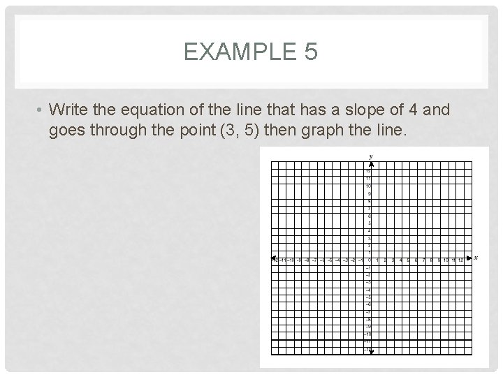 EXAMPLE 5 • Write the equation of the line that has a slope of