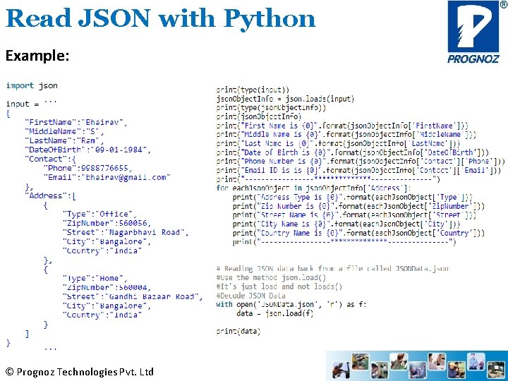 Read JSON with Python Example: © Prognoz Technologies Pvt. Ltd 