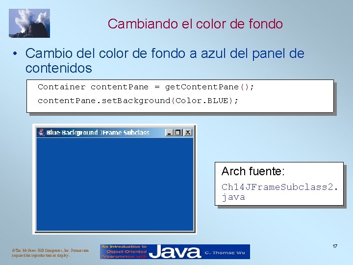 Cambiando el color de fondo • Cambio del color de fondo a azul del Cambiando el color de fondo • Cambio del color de fondo a azul del