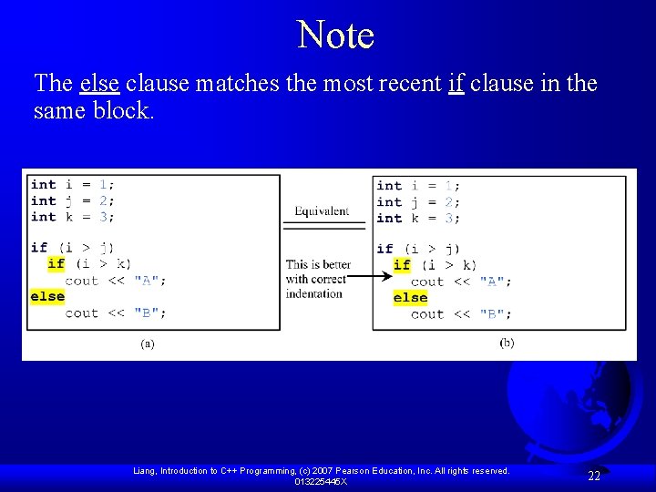 Note The else clause matches the most recent if clause in the same block.