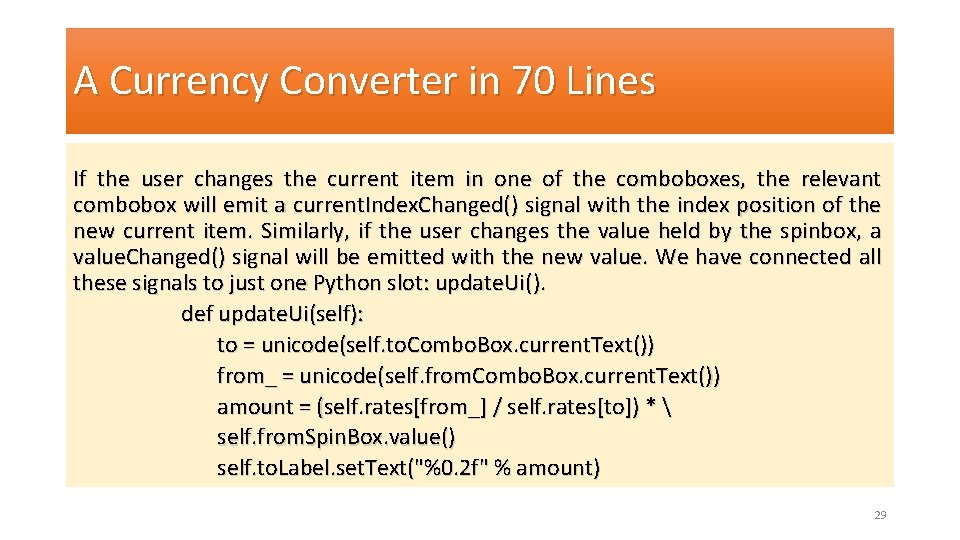 A Currency Converter in 70 Lines If the user changes the current item in