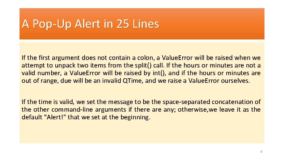 A Pop-Up Alert in 25 Lines If the ﬁrst argument does not contain a