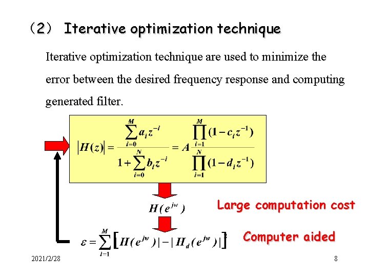 (2) Iterative optimization technique are used to minimize the error between the desired frequency (2) Iterative optimization technique are used to minimize the error between the desired frequency
