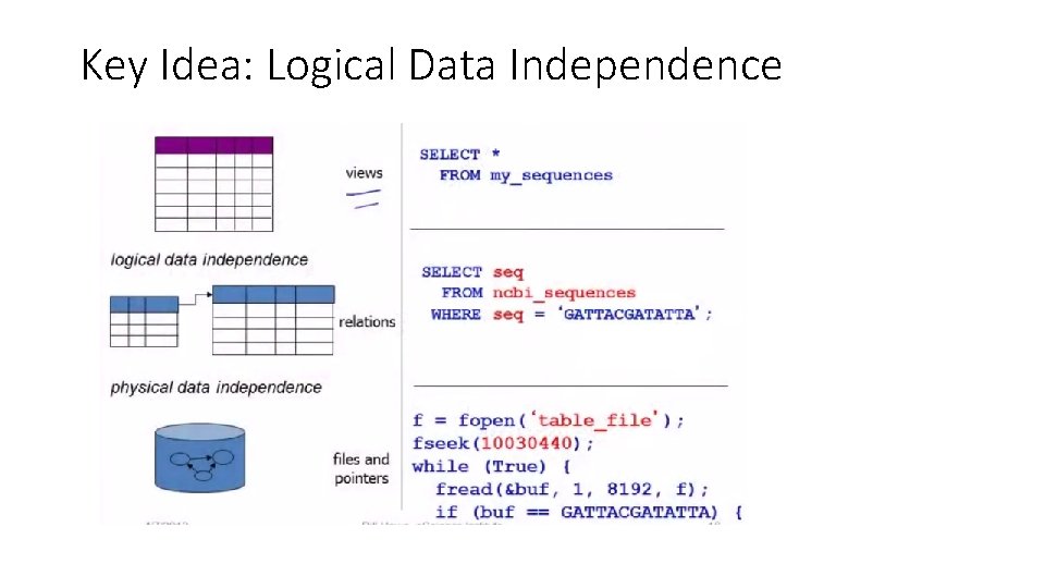 Key Idea: Logical Data Independence 