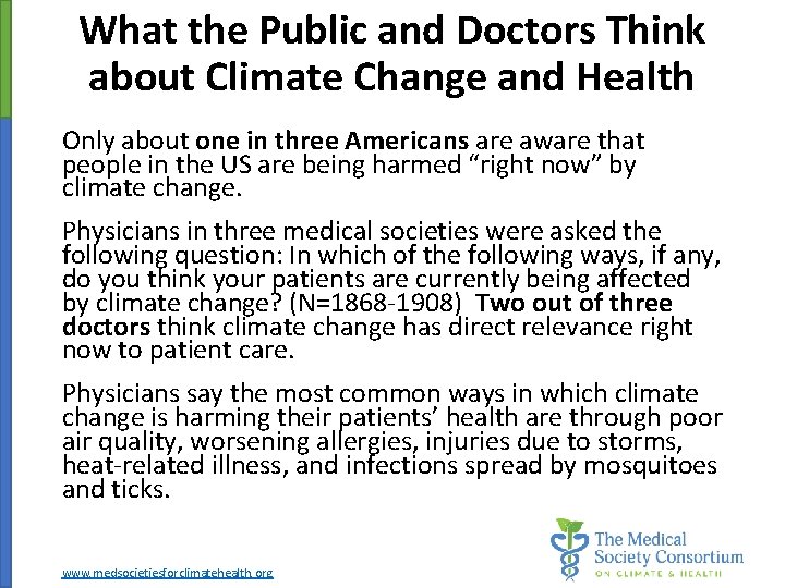 What the Public and Doctors Think about Climate Change and Health Only about one