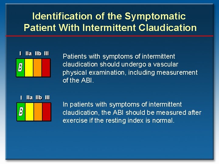 Identification of the Symptomatic Patient With Intermittent Claudication I IIa IIb III Patients with