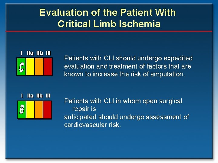 Evaluation of the Patient With Critical Limb Ischemia I IIa IIb III Patients with