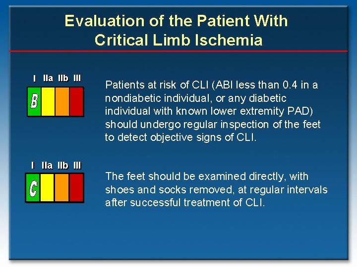 Evaluation of the Patient With Critical Limb Ischemia I IIa IIb III Patients at