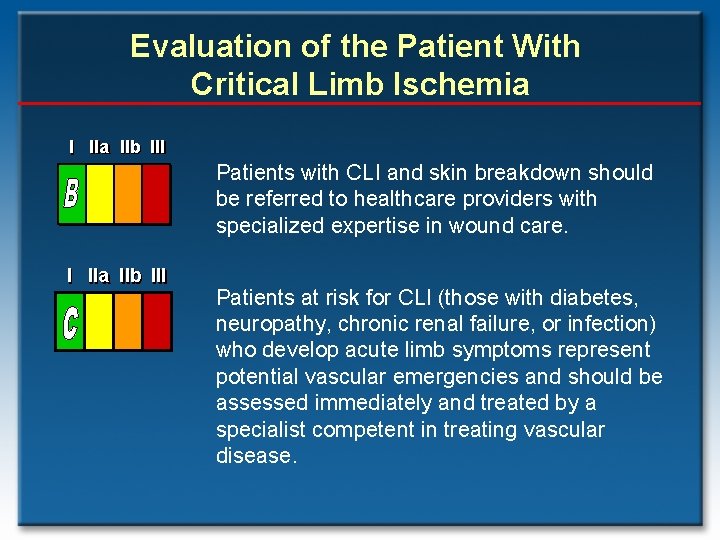 Evaluation of the Patient With Critical Limb Ischemia I IIa IIb III Patients with