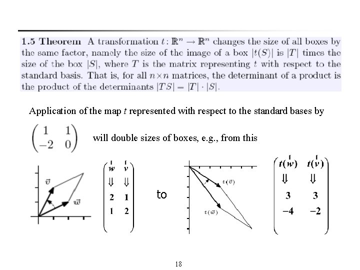 Application of the map t represented with respect to the standard bases by will