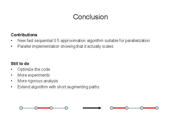 Conclusion Contributions • New fast sequential 0. 5 approximation algorithm suitable for parallelization • Conclusion Contributions • New fast sequential 0. 5 approximation algorithm suitable for parallelization •