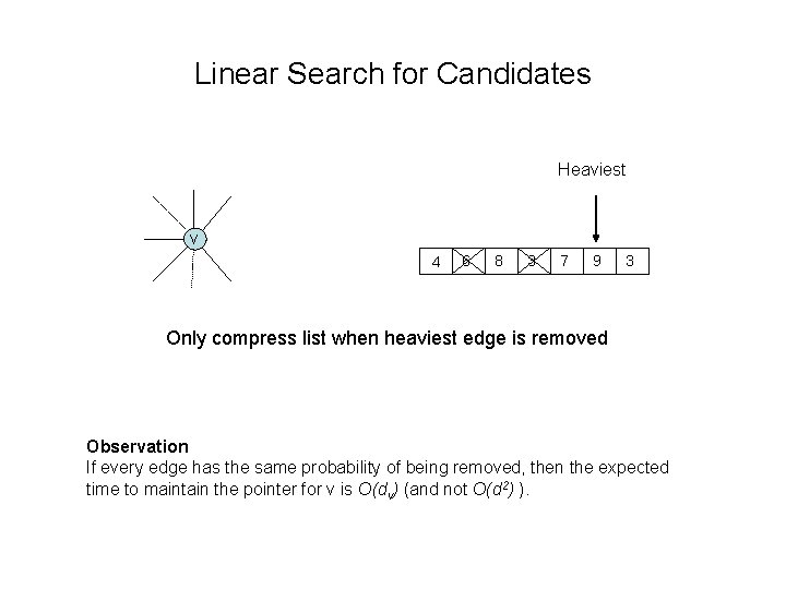 Linear Search for Candidates Heaviest v 4 6 8 3 7 9 3 Only Linear Search for Candidates Heaviest v 4 6 8 3 7 9 3 Only