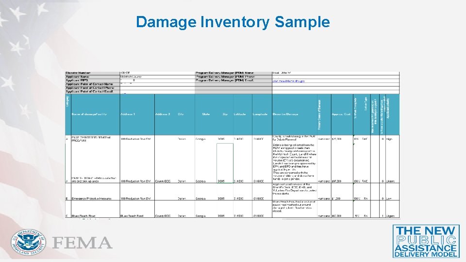 Damage Inventory Sample 