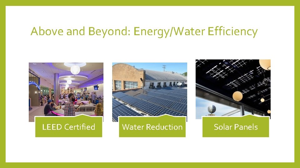 Above and Beyond: Energy/Water Efficiency LEED Certified Water Reduction Solar Panels 