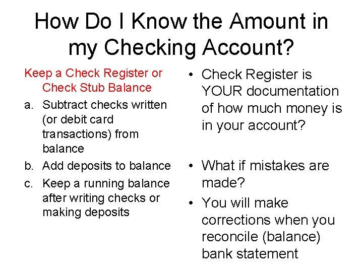 How Do I Know the Amount in my Checking Account? Keep a Check Register