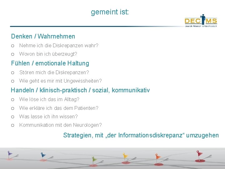 gemeint ist: Denken / Wahrnehmen ¡ Nehme ich die Diskrepanzen wahr? ¡ Wovon bin